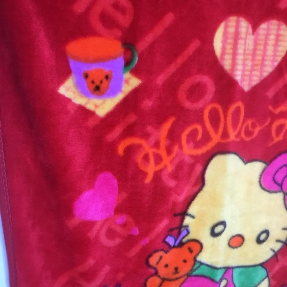 Hello Kitty 90’s Red Baby Crib Blanket Plush Soft Throw 44.5 x 32” Teddy VTG